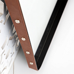 Зеркало прямоугольное в металлической раме с кожаной отделкой Loft in Reflection варинант исполнения - 3 | Loft Concept в Ростове-на-Дону