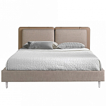 Кровать двуспальная серая с изголовьем из экокожи и ткани Modern Look варинант исполнения - 3 | Loft Concept в Ростове-на-Дону