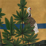 Обои ручная роспись Tsuro Cranes Original colourway on Gold Bullion gilded silk варинант исполнения - 2 | Loft Concept в Ростове-на-Дону