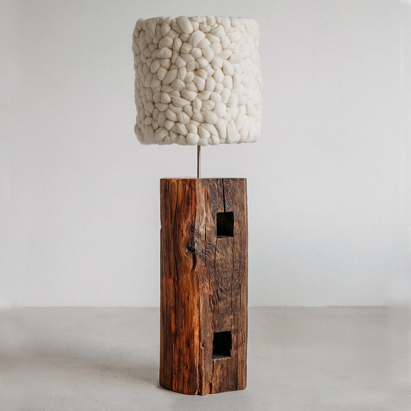 Торшер с вязаным абажуром Woolen Floor Lamp Белый Коричневый Торшер с вязаным абажуром Woolen Floor Lamp Белый Коричневый в Ростове-на-Дону | Loft Concept
