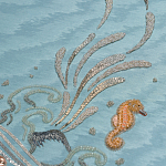 Обои с вышивкой ручной работы Amami Waves Moonbeam colourway on silk moire варинант исполнения - 3 | Loft Concept в Ростове-на-Дону