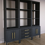 Модульный стеллаж Primo из трех составных элементов Черный дуб варинант исполнения - 3 | Loft Concept в Ростове-на-Дону