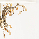 Люстра подвесная круглая с тканевым полупрозрачным абажуром и подвесками 6 ламп Gilded Elegance варинант исполнения - 6 | Loft Concept в Ростове-на-Дону