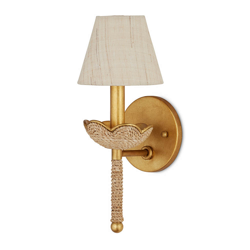 Бра из кованого железа с отделкой плетеной веревкой и сусальным золотом Parisian Style Золотой Бежевый в Ростове-на-Дону | Loft Concept 