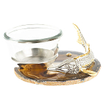 Икорница с декором "Стерлядка" с гравировкой на подставке из натурального камня Агат Decorative Cavair Dishes варинант исполнения - 1 | Loft Concept в Ростове-на-Дону