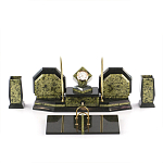 Настольный письменный набор из змеевика с часами и таблетницей Successful Leader варинант исполнения - 1 | Loft Concept в Ростове-на-Дону