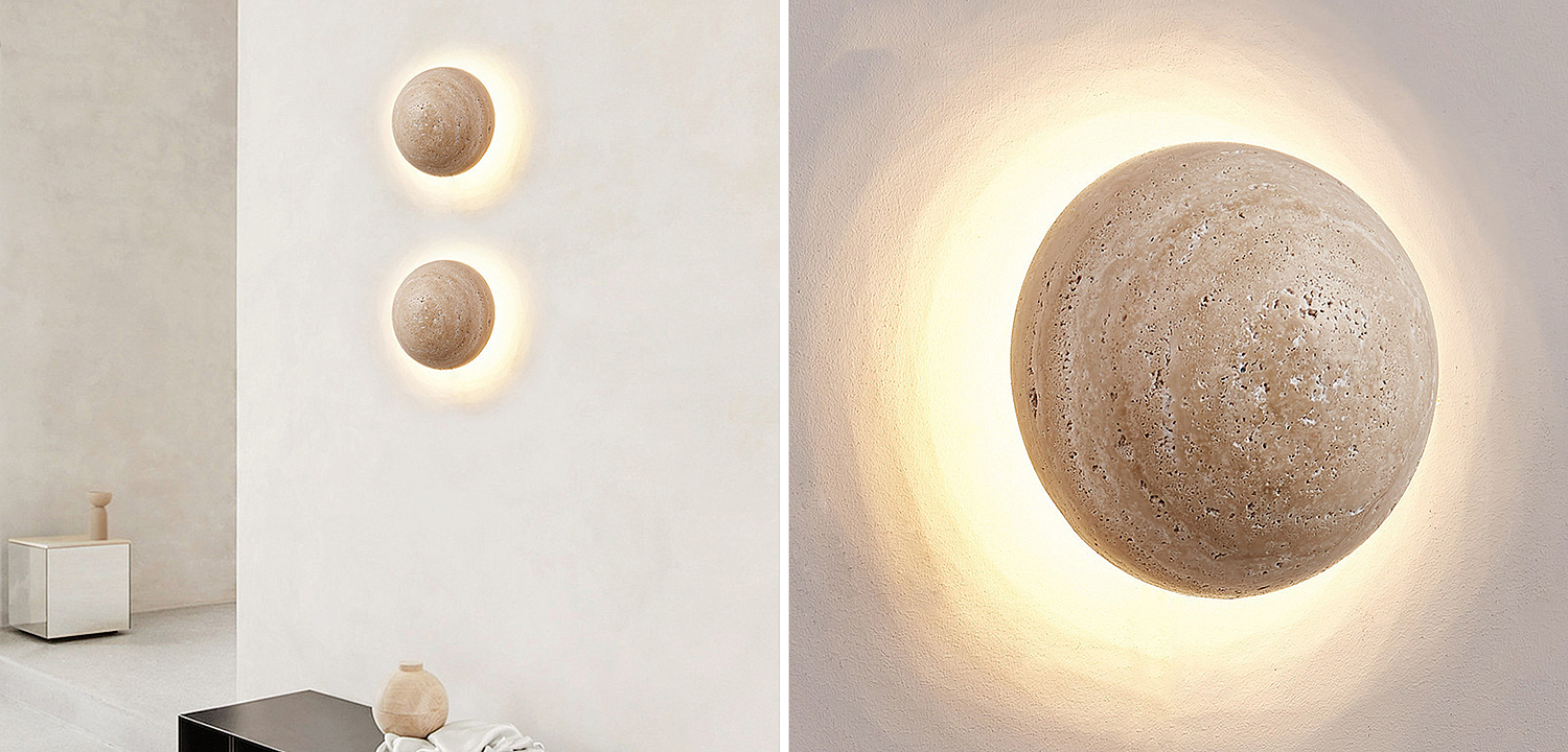Настенный светодиодный светильник из камня травертина TRAVERTINE POVL WALL LAMP Настенный светодиодный светильник из камня травертина TRAVERTINE POVL WALL LAMP - Loft-Concept в Ростове-на-Дону
