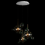 Люстра подвесная с прозрачными бирюзовыми стеклянными шарами и круглым основанием 3 лампы Giopato & Coombes варинант исполнения - 2 | Loft Concept в Ростове-на-Дону