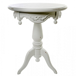 Стол приставной круглый белого цвета из массива бука с легкими потертостями White Provence варинант исполнения - 1 | Loft Concept в Ростове-на-Дону