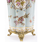 Ваза голубого цвета из фарфора с цветочным рисунком и бронзовой стрекозой Blue Garden варинант исполнения - 3 | Loft Concept в Ростове-на-Дону