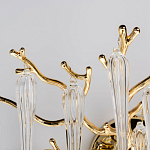 Бра золотого цвета с разветвленными ветвями и длинными прозрачными подвесками в форме стеклянных сосулек Droplet Chandelier варинант исполнения - 5 | Loft Concept в Ростове-на-Дону