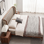 Кровать двуспальная с мягким изголовьем Moon Walnut Bed варинант исполнения - 4 | Loft Concept в Ростове-на-Дону