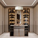 Люстра подвесная круглая с тканевым полупрозрачным абажуром и подвесками 4 лампы Gilded Elegance варинант исполнения - 8 | Loft Concept в Ростове-на-Дону