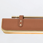 Подвесной светильник линейный латунного цвета в кожаном коричневом чехле и декоративными ремешками Alora варинант исполнения - 4 | Loft Concept в Ростове-на-Дону