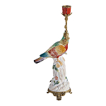 Подсвечник с попугаем из фарфора с бронзовыми элементами Eden Garden варинант исполнения - 3 | Loft Concept в Ростове-на-Дону