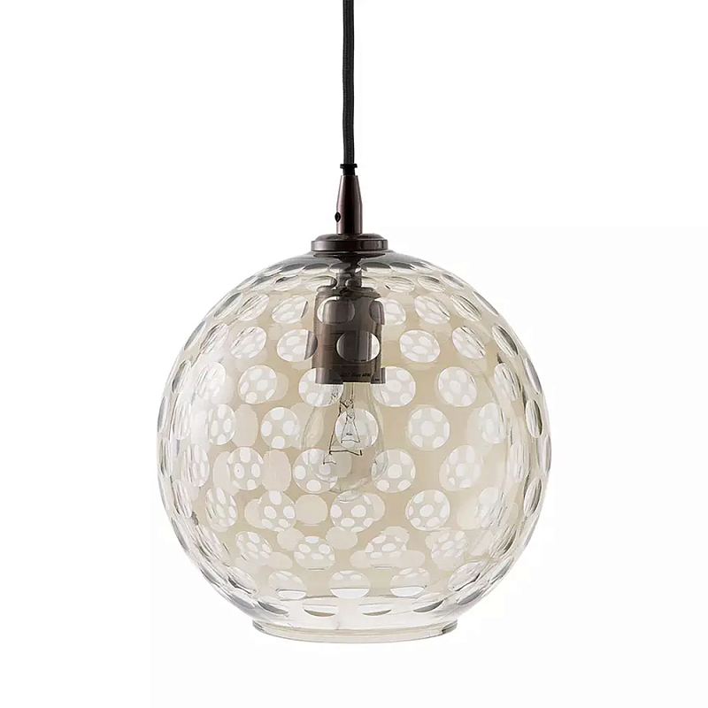 Подвесной светильник с плафоном в форме шара из стекла с рельефным узором Glass Pattern Lamp Коричневый в Ростове-на-Дону | Loft Concept 