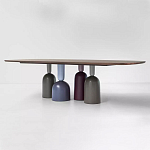 Обеденный стол деревянный с разноцветными фигурными ножками Cop варинант исполнения - 1 | Loft Concept в Ростове-на-Дону