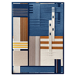 Панно из шнура Синяя геометрическая абстракция wall panel line Blue варинант исполнения - 4 | Loft Concept в Ростове-на-Дону