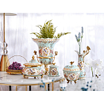 Кувшин с цветочным рисунком и бронзовой ручкой Blue Garden варинант исполнения - 7 | Loft Concept в Ростове-на-Дону