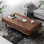 Кофейный стол из массива дерева с выдвижными ящиками Coffee Walnut Table варинант исполнения - 1 | Loft Concept в Ростове-на-Дону