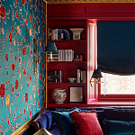 Обои с вышивкой ручной работы Flora Rio colourway on Liso Pine wool sateen варинант исполнения - 2 | Loft Concept в Ростове-на-Дону