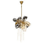 Люстра подвесная со стеклянными плафонами из дымчатого и золотистого с шестью вертикальными подвесками Gilded Mirage  варинант исполнения - 2 | Loft Concept в Ростове-на-Дону