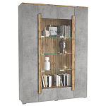 Шкаф-витрина с фасадом серого цвета 4-х дверная Grace of Furniture варинант исполнения - 1 | Loft Concept в Ростове-на-Дону