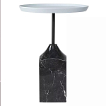 Кофейный столик с круглой столешницей и мраморным основанием Steel Reliability варинант исполнения - 1 | Loft Concept в Ростове-на-Дону