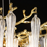 Люстра золотого цвета с декоративными ветками и длинными прозрачными стеклянными подвесами в форме сосулек Droplet Chandelier варинант исполнения - 6 | Loft Concept в Ростове-на-Дону