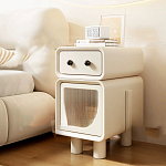 Тумбочка прикроватная с ящиком и стеклянной дверцей Робот Robot Bedside варинант исполнения - 2 | Loft Concept в Ростове-на-Дону