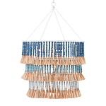 Люстра трехъярусная с декором из круглых деревянных бусин с кисточками Blue Wooden Beads Chandelier варинант исполнения - 1 | Loft Concept в Ростове-на-Дону