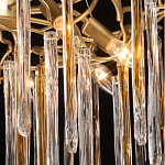 Люстра подвесная золотого цвета с разветвленными ветвями и прозрачными стеклянными подвесками Droplet Chandelier варинант исполнения - 5 | Loft Concept в Ростове-на-Дону