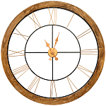 Часы настенные деревянные с римскими цифрами бронзового цвета Clock with History варинант исполнения - 1 | Loft Concept в Ростове-на-Дону