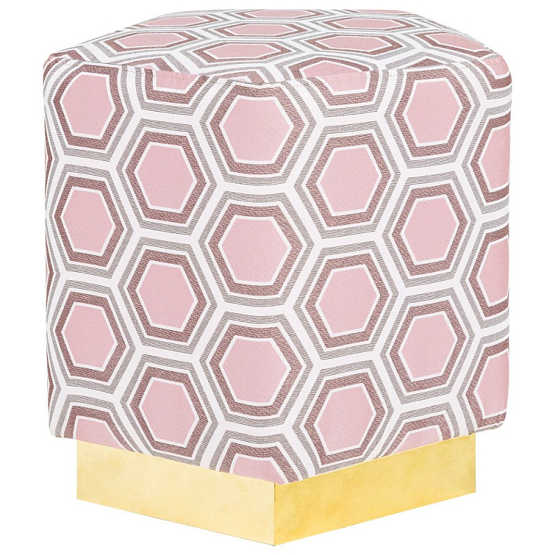 Пуф Hexagon Pink Geometry Латунь Розовый пастельный Белый в Ростове-на-Дону | Loft Concept 
