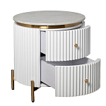 Тумбочка белая круглая с мраморной столешницей Thoroughbass варинант исполнения - 5 | Loft Concept в Ростове-на-Дону