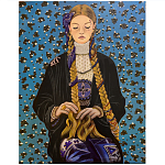 Панно ручная вышивка бисером Портрет девушки в голубых тонах варинант исполнения - 1 | Loft Concept в Ростове-на-Дону