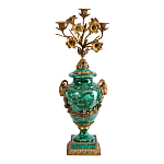 Подсвечник из фарфора с бронзовыми цветочными элементами Malachite Candlestick варинант исполнения - 1 | Loft Concept в Ростове-на-Дону
