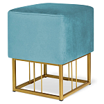 Пуф квадратный голубой велюр на золотом металлическом основании Celeste Blue варинант исполнения - 1 | Loft Concept в Ростове-на-Дону