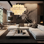 Люстра четырехъярусная с подвесками в форме дисков Cryptocrystalline Stone варинант исполнения - 5 | Loft Concept в Ростове-на-Дону