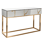 Консоль с ящиками зеркальная с золотым декором Gold Painted Mirror Console варинант исполнения - 1 | Loft Concept в Ростове-на-Дону