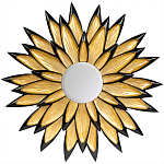 Зеркало-солнце в раме золотого и черного цвета Rays of Peace варинант исполнения - 1 | Loft Concept в Ростове-на-Дону