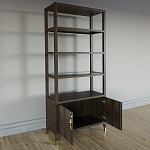 Стеллаж со стеклянными полками Elsa Dreams Walnut варинант исполнения - 3 | Loft Concept в Ростове-на-Дону