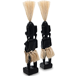 Комплект из 2-х деревянных статуэток Asmat Straw Headdress Statuettes Black варинант исполнения - 2 | Loft Concept в Ростове-на-Дону