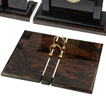 Настольный письменный набор с часами из природного камня обсидиана  Gift for Manager варинант исполнения - 3 | Loft Concept в Ростове-на-Дону