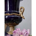 Ваза темно-синего цвета из фарфора с бронзовыми ручками в виде змей Высота 39 см Eden Garden porcelain and bronze варинант исполнения - 2 | Loft Concept в Ростове-на-Дону