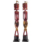 Комплект из 2-х деревянных статуэток Asmat Tall Red Statuettes варинант исполнения - 1 | Loft Concept в Ростове-на-Дону
