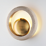 Бра с бежевым текстурным кольцом и латунным шаром в центре Tactile  варинант исполнения - 3 | Loft Concept в Ростове-на-Дону