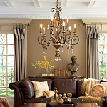 Люстра с подвесками из прозрачного стекла на кованом каркасе бронзового цвета в классическом стиле Quoizel варинант исполнения - 2 | Loft Concept в Ростове-на-Дону