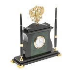 Часы настольные с Гербом России и 2-мя шариковыми ручками в комплекте Stone Clock варинант исполнения - 2 | Loft Concept в Ростове-на-Дону