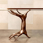 Обеденный стол с фигурным декором бронзового цвета Dichotomy racetrack варинант исполнения - 2 | Loft Concept в Ростове-на-Дону